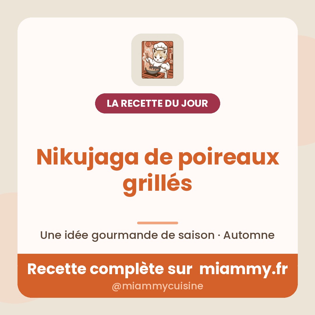 Nikujaga de poireaux grillés — la recette du jour Miammy